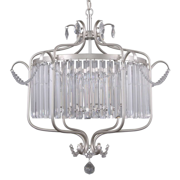 Żyrandol LAMPA wisząca RINALDO PND-33057-6-CH.S Italux OPRAWA glamour z kryształkami ZWIS na łańcuchu srebrny szampański