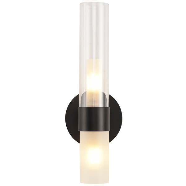 Elegancki kinkiet Candela DN1505-1 black Step tuba mleczne szkło