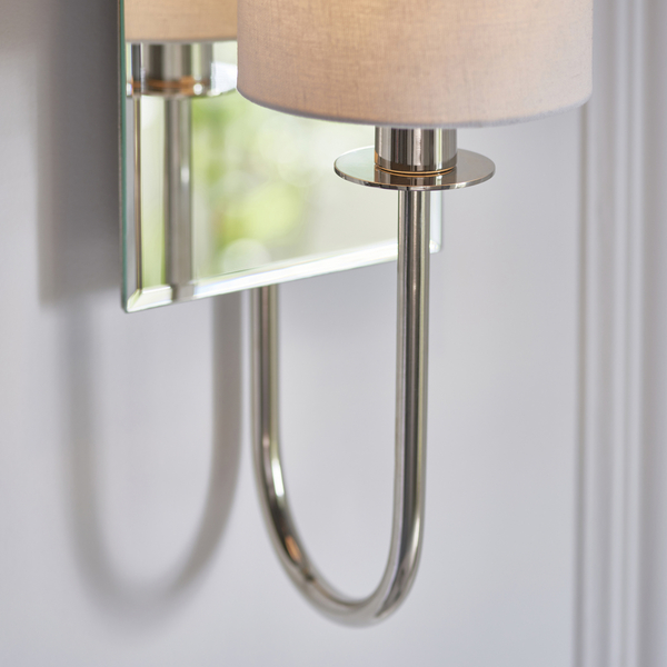 Ścienna lampa abażurowa L&-199515 Light& z lustrem biały nikiel