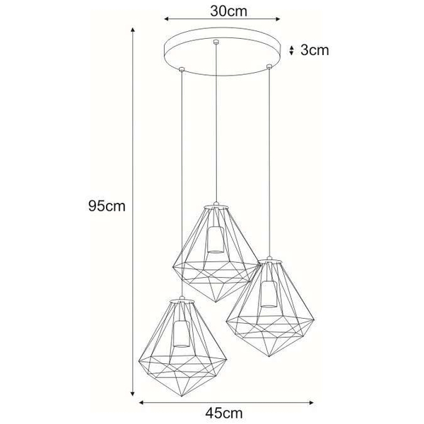 Druciana LAMPA wisząca Marko K-4006 Kaja geometryczna OPRAWA metalowy ZWIS na listwie czarny