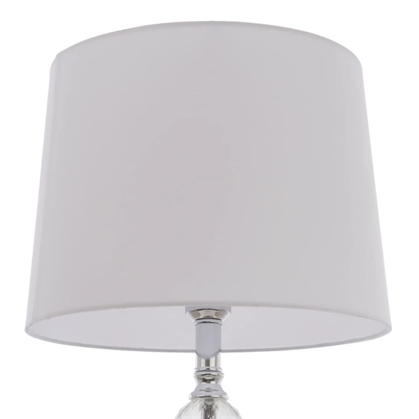 Eklektyczna lampa stołowa Charlotte T01295CH-WH Cosmolight metal tkanina srebrna biała
