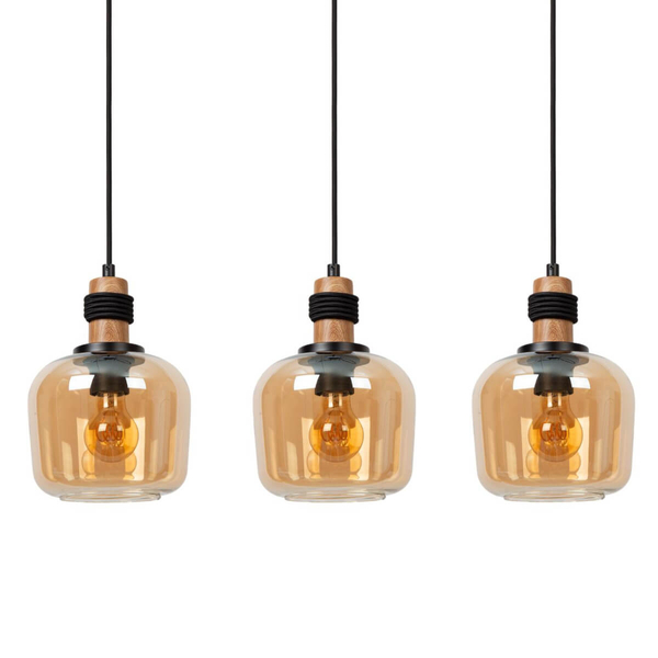 Potrójna lampa wisząca Ilona 45408/03/62 czarny bursztynowy