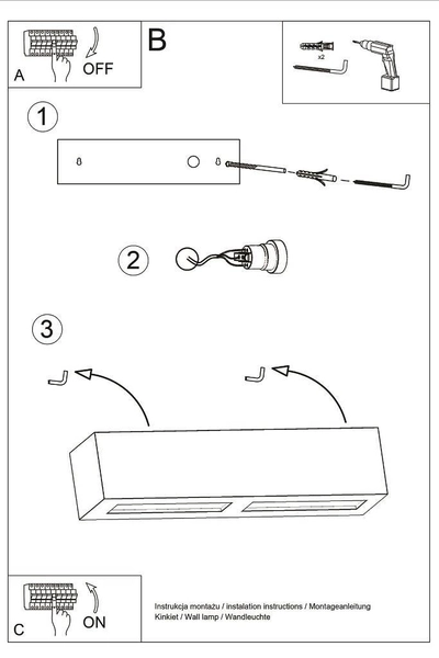 Ceramiczna LAMPA ścienna SL.0877 prostokątna OPRAWA listwa kinkiet szary