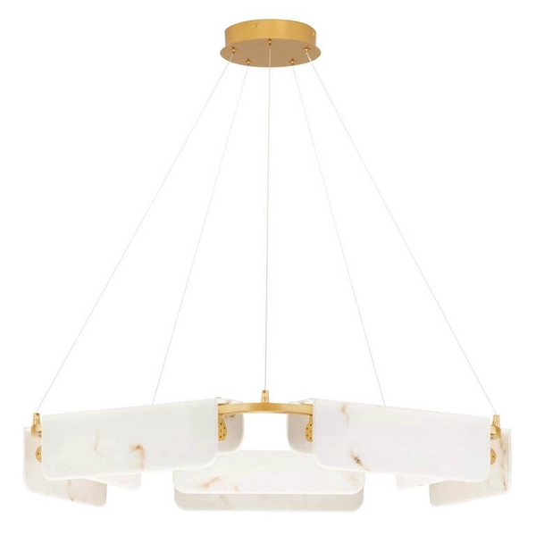 Wisząca lampa do salonu MAIRANA LE44617 LED 45W 3000K marmurowa biała złota