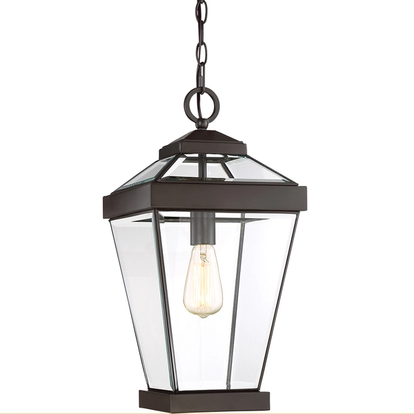 Ogrodowa LAMPA wisząca Ravine QZ-RAVINE8-L Elstead QUOIZEL zewnętrzna OPRAWA latarenka ZWIS na łańcuchu IP44 brąz przezroczysty