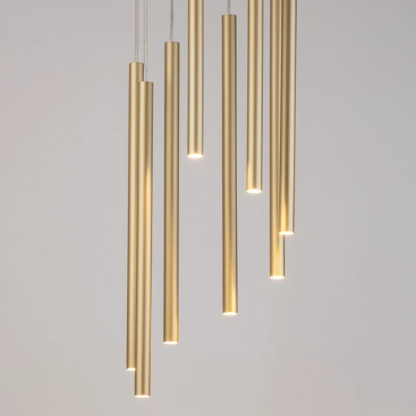 Lampa wisząca salonowa Sopel 33630 Sigma okrągła tuby metalowa złota