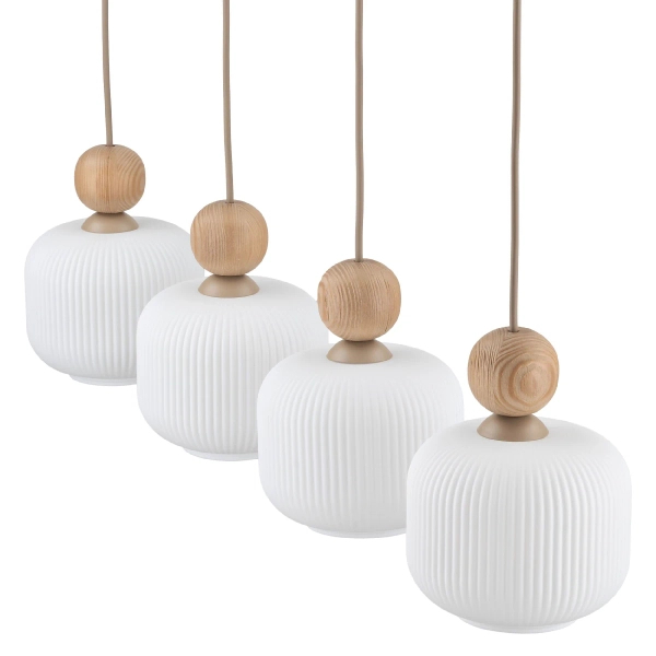 Lampa wisząca nad stół Ballo 11051 podłużna na belce biały beżowy