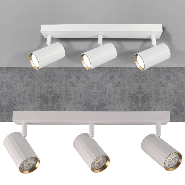 Lampa potrójna z regulacją NICEA 323491 tubki biały złoty