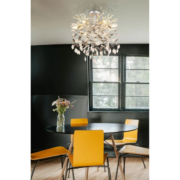 Sufitowa lampa glamour Queena 64138DS kryształowa srebrna