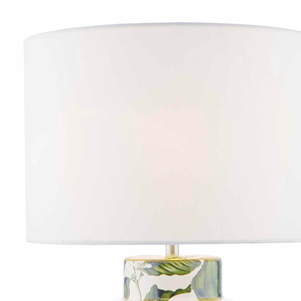 Lampka nocna szklana Olalla OLA4350-X z abażurem biała chrom