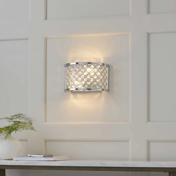 Ścienna lampa Hudson HUDSON-2WBCH Endon glamour chrom przezroczysta