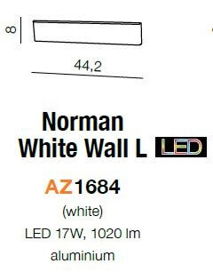 Minimalistyczny kinkiet ledowy Norman 17W 3000K do pokoju biały