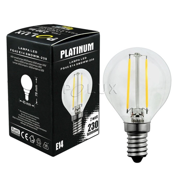 Klasyczna żarówka 305084 Polux G45 LED E14 klasyczna 2W 230lm 230V biała ciepła