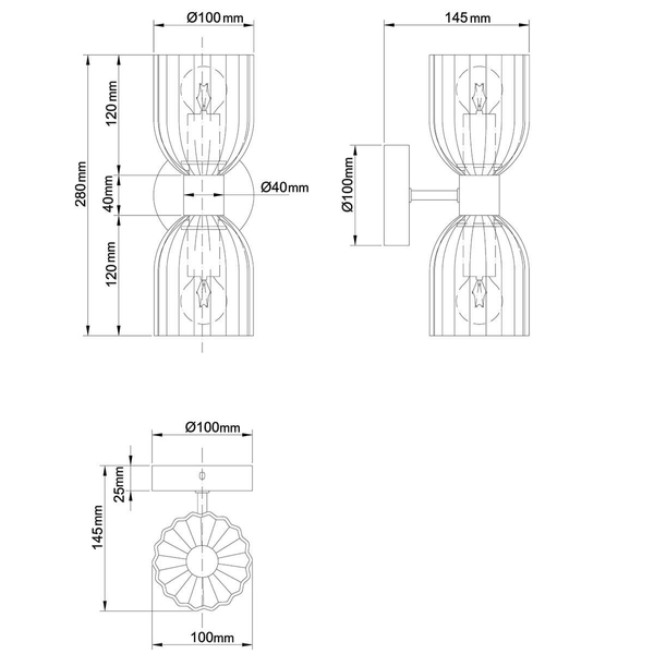 Ścienna lampa glamour Piega LP-939/2W smoked Light Prestige bursztynowa przydymiona