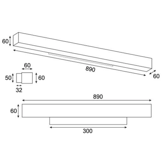 Prostokątna ścienna lampa Lupinus 6115D11103-1 Elkim LED 24W 3000K liniowa
