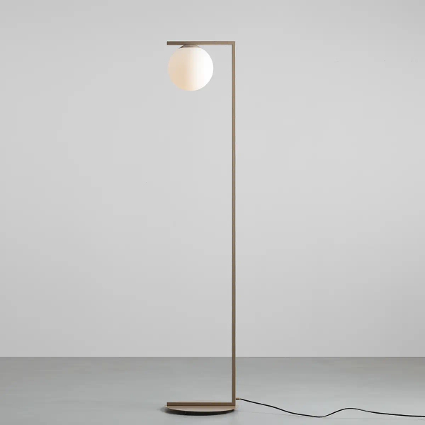 Stojąca lampa kulista ZAC 1038A17_1 szklana metalowa biała beżowa