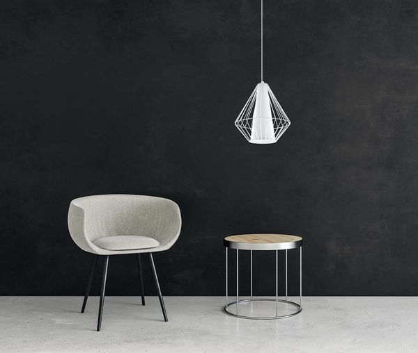 Druciana LAMPA wisząca SL.0297 industrialna OPRAWA zwis druciak metalowy klatka skeleton biały