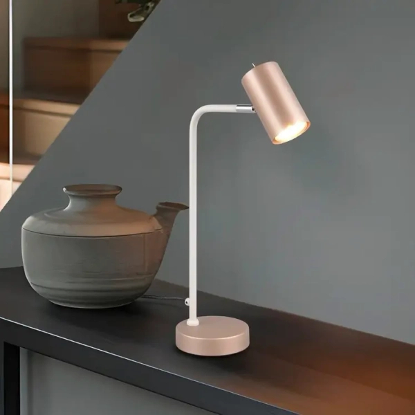 Stolikowa lampa z wtyczką MARLEY 512400165 różowa biała tuba 1xGU10