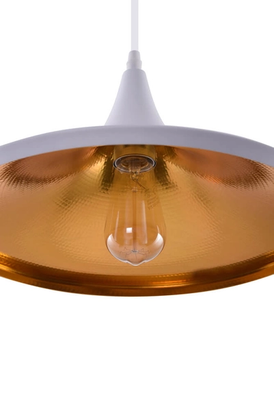 Okrągła lampa wisząca Chink loftowa do kuchni biała złota