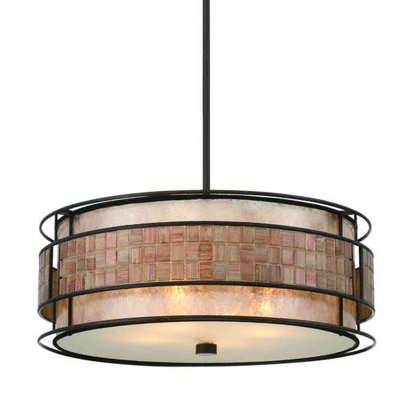 Wisząca LAMPA orientalna QZ-LAGUNA-P Elstead QUOIZEL zwis OPRAWA mozaika ciemny brąz beżowy