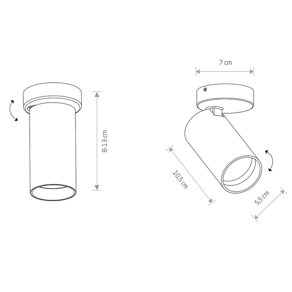 Minimalistyczny kinkiet regulowany Mono 7838 sufitowa lampa czarna