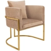 Wypoczynkowy fotel do salonu Chloe Velvet  khaki złoty