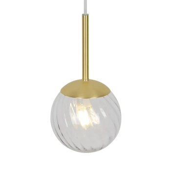 Szklana lampa wisząca Chisell 2312053035 kulista nad stół mosiądz