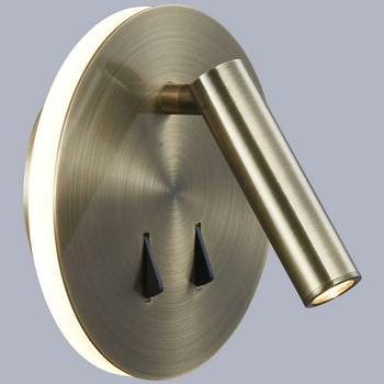 Kinkiet LAMPA ścienna NEMO SP.7348-02A-ANT-B Italux okrągła OPRAWA metalowa LED 9W 3000K regulowana tuba mosiądz