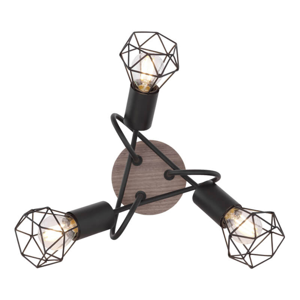 Lampa sufitowa ruchoma Xara 54802S-3DH czarna drewno
