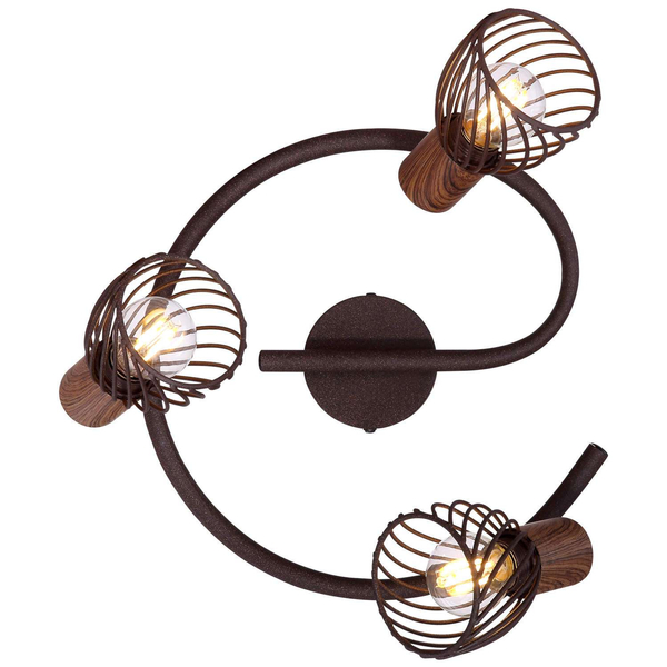Sufitowa LAMPA retro ISABELLE 54817-3 Globo plafon OPRAWA metalowa spirala art deco rdzawa
