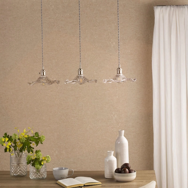 Wisząca lampa szklana Hadano HAD3661-12 falista chrom przezroczysty