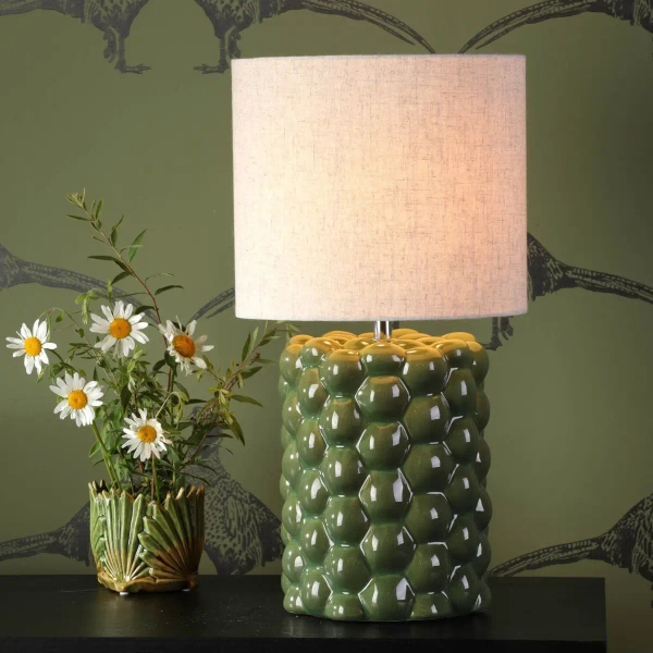 Lampka nocna abażurowa Jayden JAY4224 ceramiczna zielona