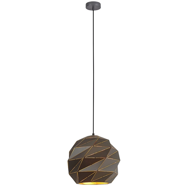 Geometryczna LAMPA wisząca PALERMO PND-2424-1L-GR+GD Italux metalowa OPRAWA zwis mozaika grafitowa