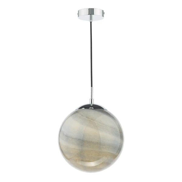 Dziecięca lampa wisząca Saturn SAT0150 planeta okrągła chrom
