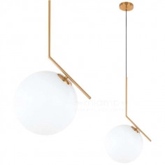 LAMPA wisząca CONDI MDM-7475/1-L-G MDECO modernistyczna OPRAWA szklany ZWIS kula ball mosiądz biała