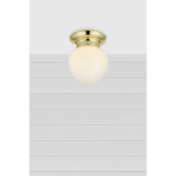 Klasyczna lampa sufitowa Ronda 109030 mleczna kula IP44 mosiądz