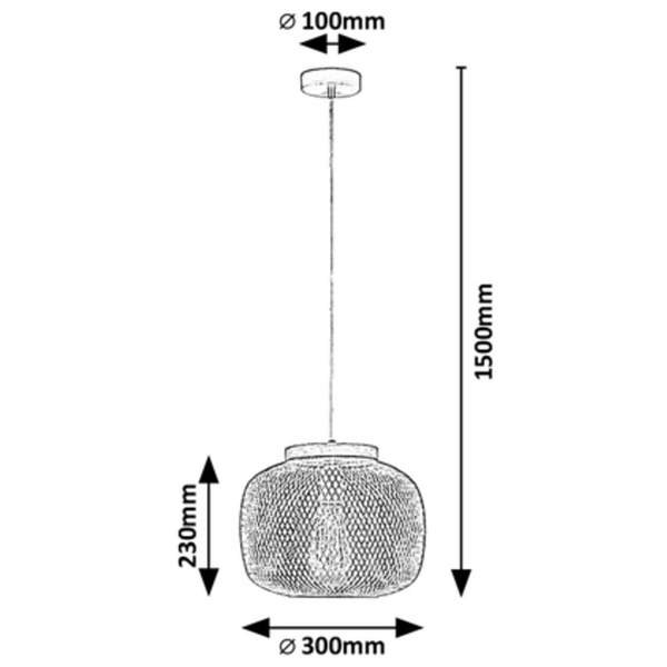 Loftowa LAMPA wisząca RUPERT 5237 Rabalux metalowy ZWIS ażurowy do przedpokoju okrągły szary