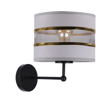 Ścienna lampa materiałowa Andy 21-05922 do sypialni biały złoty czarny