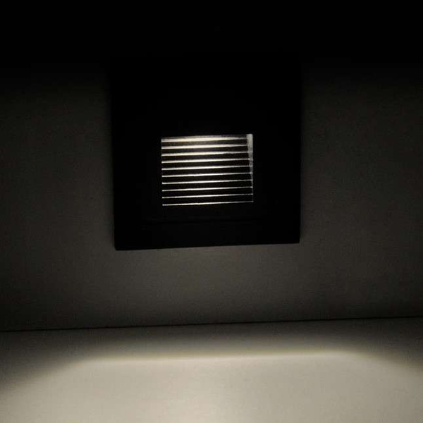 Schodowa LAMPA podtynkowa Q6 LED 313720 Polux kwadratowa OPRAWA wpuszczana LED 3W 4000K metalowa IP44 grafitowa
