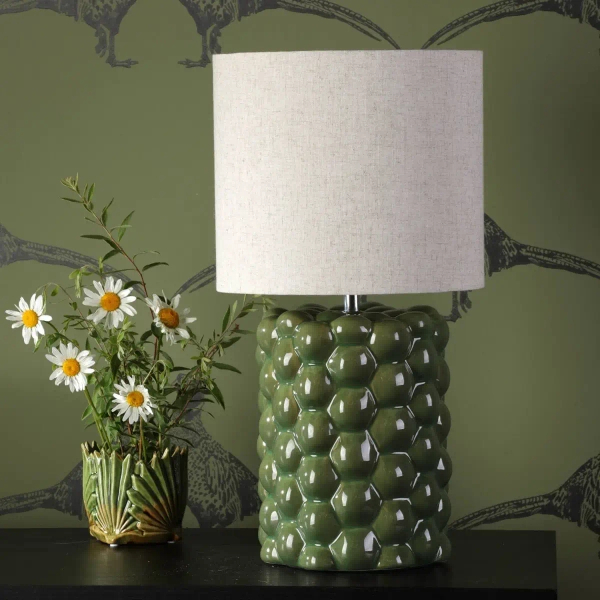 Lampka nocna abażurowa Jayden JAY4224 ceramiczna zielona