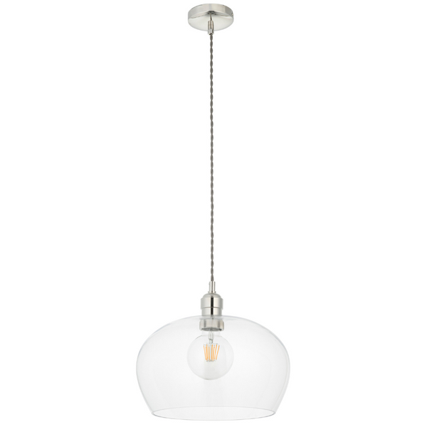 Zwisowa lampa do kuchni L&-1102677 Light& szklana kopuła nikiel
