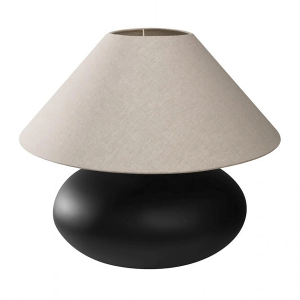 Lampa na stolik abażurowa SAWA 41130107 Kaspa do salonu czarny szary len