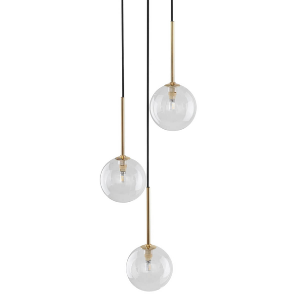 Zwisająca lampa do salonu Nilos 5942 bańka przezroczysta złota