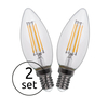 Zestaw 2 żarówek 10583-2K E14 B35 LED 4W filament 3000K 400lm