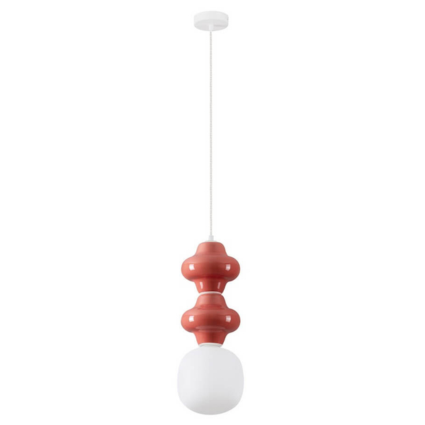 Wisząca lampa do sypialni VILROSA LE44558 z ceramiki koralowa biała