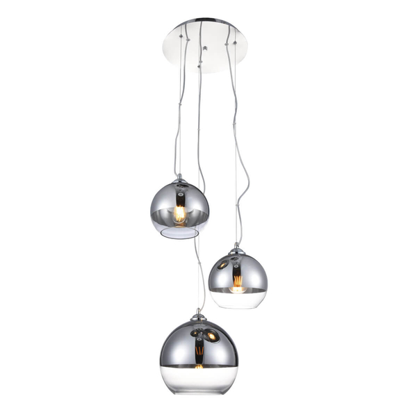 Wisząca lampa jadalniana Silver Ball kaskada nad stół chrom