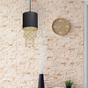Glamour LAMPA wisząca ALMERIA MLP6439 Milagro okrągła OPRAWA materiałowy ZWIS kryształki crystals czarne