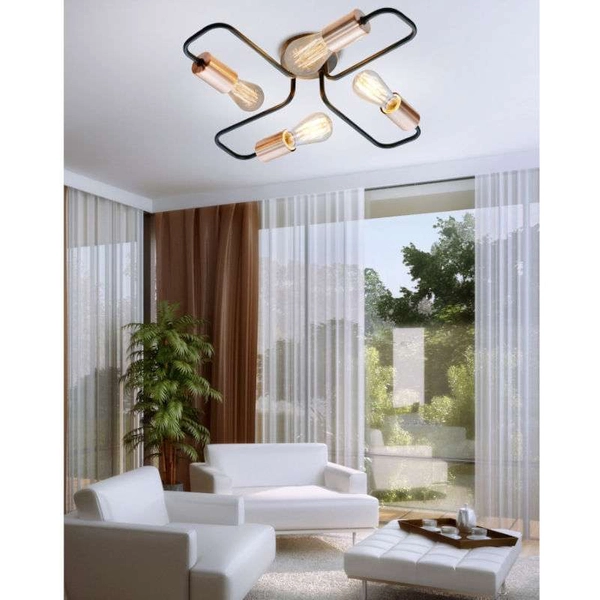 Lampa sufitowa HERPE 34-66923 metalowa pręty żarówki pająk czarny