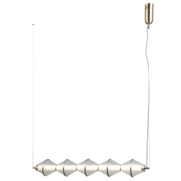 Lampa zwieszana Fuente PND-34395-5-HBR LED 125W 3000K złoty przezroczysty