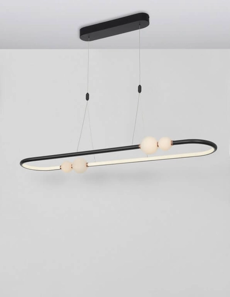 Owalna lampa wisząca Fria szklane kule LED 44,2W białe czarne